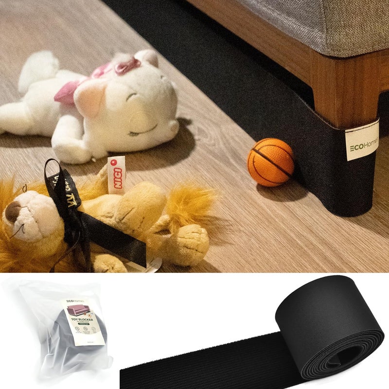 ECOHomes Under Couch Guards Toy Blocker - Elastic Strap Barrier for Under Sofa, Bed & Furniture Bottom Stop Things from Going Under | Easy to Install Gap Bumper Stopper for Toys (9 Ft by 4 Inch) - Image 1